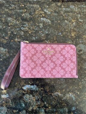 kate spade pink floral zip wristlet clutch